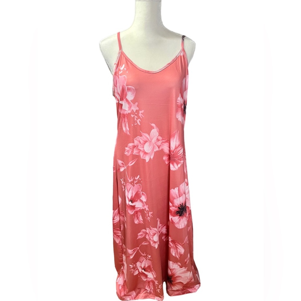 Unbranded pink floral sleeveless long summer dress NWOT